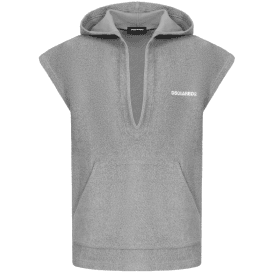 Sleeveless Fleece Grey Towel Hoodie