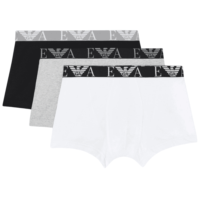 Emporio Armani 3-Pack Black/Grey/White Boxer Trunks