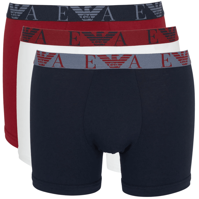 Emporio Armani 3-Pack Stretch Cotton Red/Navy/White Boxers