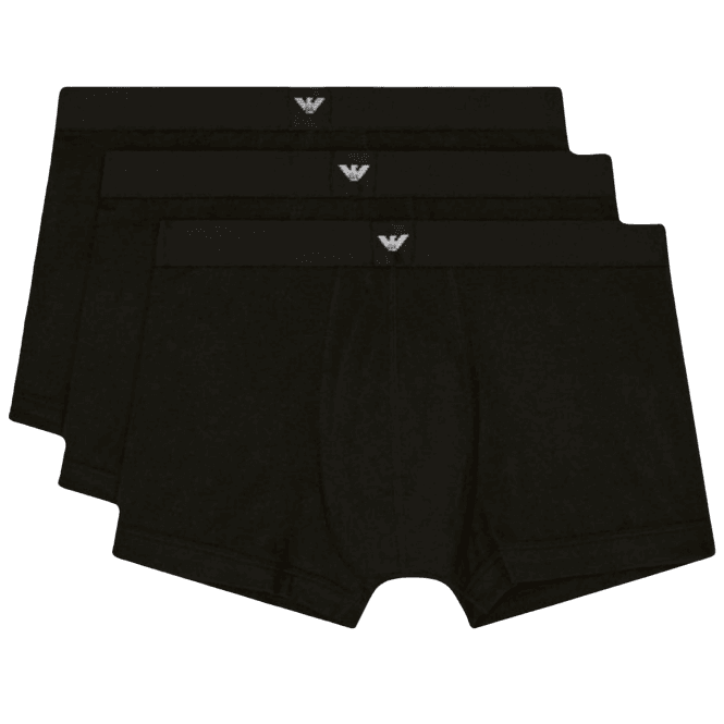 Emporio Armani 3-Pack Stretch Triple Black Boxer Trunks