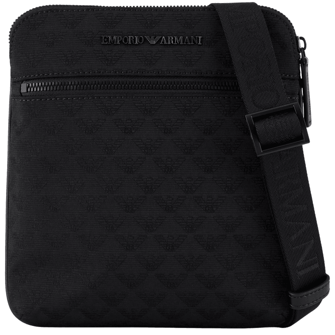 Emporio Armani Allover Eagle Logo Black Shoulder Bag