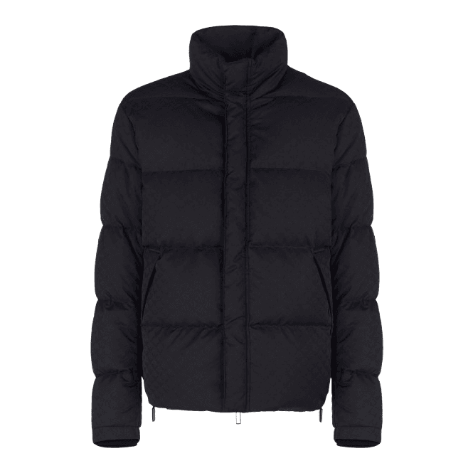Emporio Armani Allover Eagle Logo Quilted Navy Puffer Jacket