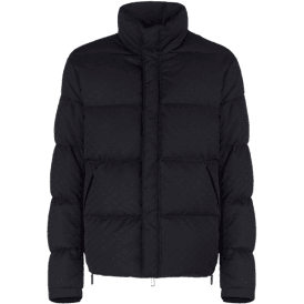 Allover Eagle Logo Quilted Navy Puffer Jacket