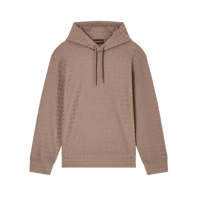 Emporio Armani ASV Allover Logo Beige Pullover Hoodie