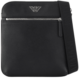 ASV Eagle Logo Black Leather Shoulder Bag