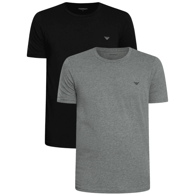 Emporio Armani Cotton 2-Pack Round Neck Eagle Logo Black/Grey T-Shirt