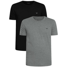 Cotton 2-Pack Round Neck Eagle Logo Black/Grey T-Shirt