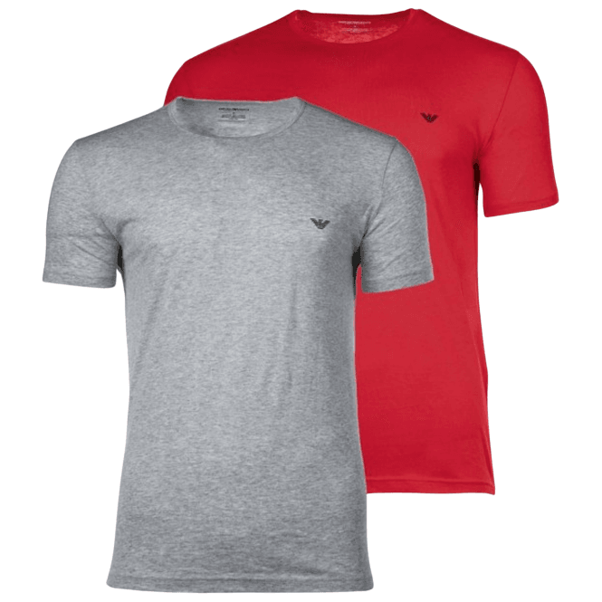 Emporio Armani Cotton 2-Pack Round Neck Eagle Logo Grey/Red T-Shirt