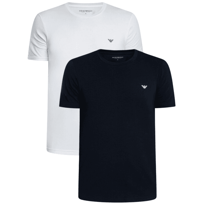 Emporio Armani Cotton 2-Pack Round Neck Eagle Logo Navy/White T-Shirt