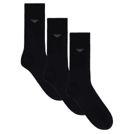 Cotton 3-Pack Eagle Logo Black Socks