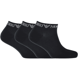 Cotton 3-Pair EA Logo Navy Ankle Socks