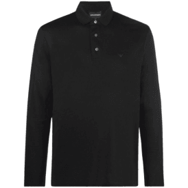 Cotton Black Long Sleeve Polo Shirt