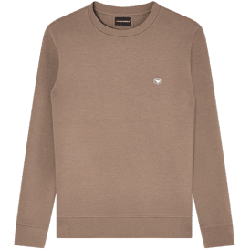 Cotton Chest Logo Regular Fit Beige Sweatshirt