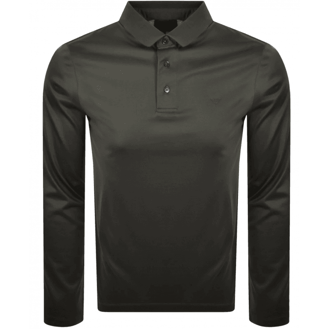 Emporio Armani Cotton Green Long Sleeve Polo Shirt