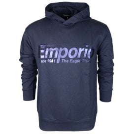 Cotton Overhead Embroidered Logo Navy Hoodie