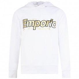Cotton Overhead Embroidered Logo White Hoodie