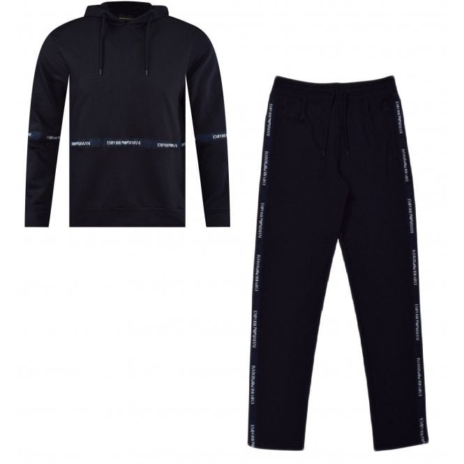 Emporio Armani Cotton Pullover Hooded Navy Tracksuit 