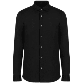 Cotton Slim Fit Button Up Black Shirt