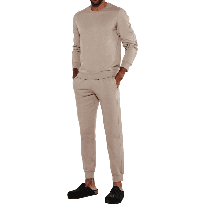 Emporio Armani Crew Neck Tape Logo Beige Tracksuit