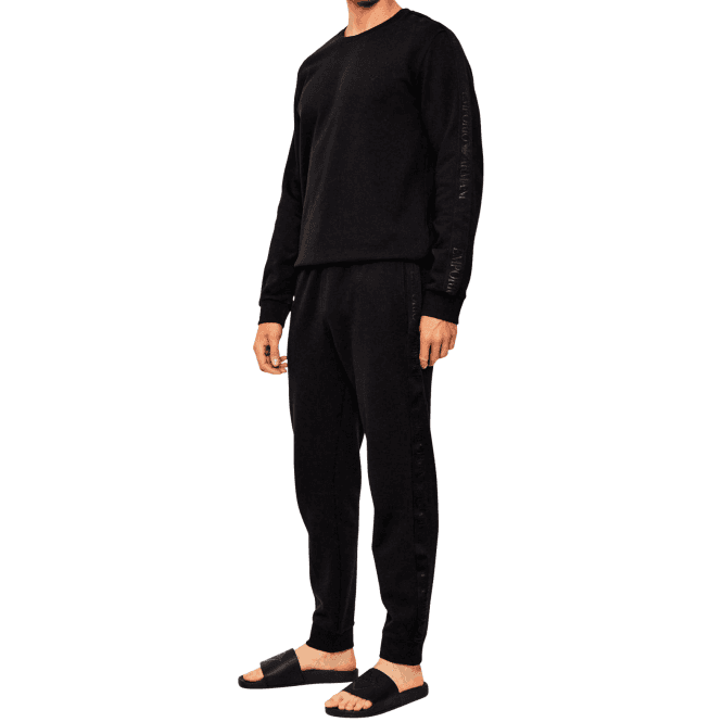 Emporio Armani Crew Neck Tape Logo Black Tracksuit