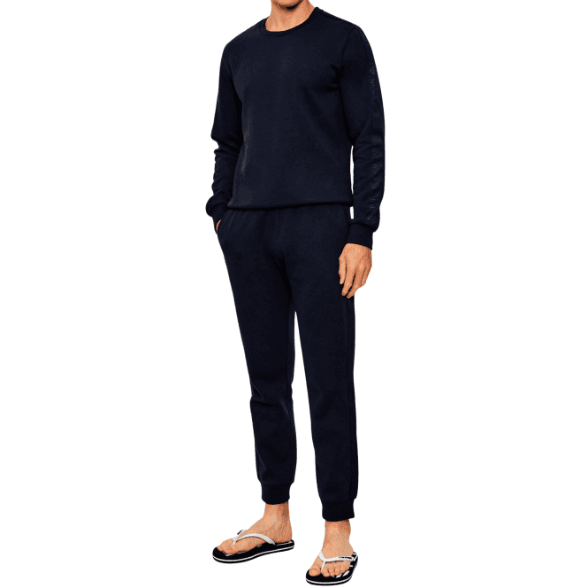 Emporio Armani Crew Neck Tape Logo Navy Tracksuit