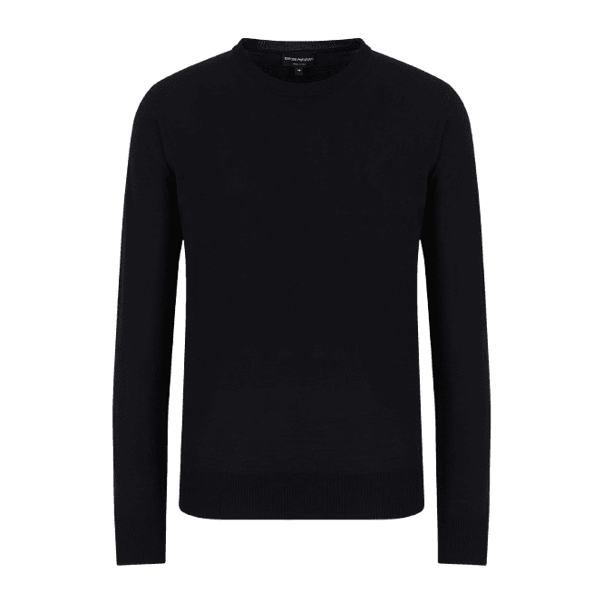Emporio Armani Crew Neck Wool Black Knitted Jumper