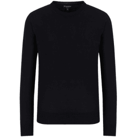 Crew Neck Wool Black Knitted Jumper