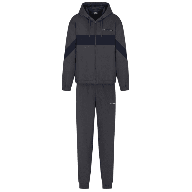 Emporio Armani EA7 Colour Block Grey/Blue Hooded Tracksuit
