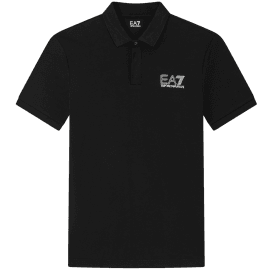 Concealed Button Up Rear Logo Black Polo Shirt