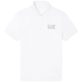 Concealed Button Up Rear Logo White Polo Shirt