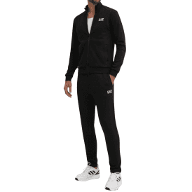 Core ID Open Bottom Black Funnel Neck Cotton Tracksuit