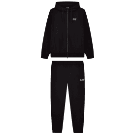 Core ID Zip Hooded Black Cotton Tracksuit
