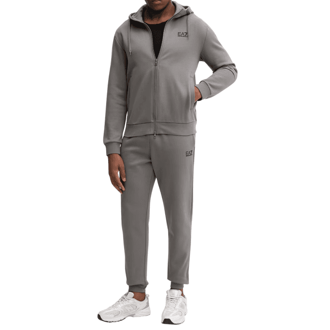 Emporio Armani EA7 Core ID Zip Hooded Grey Cotton Tracksuit