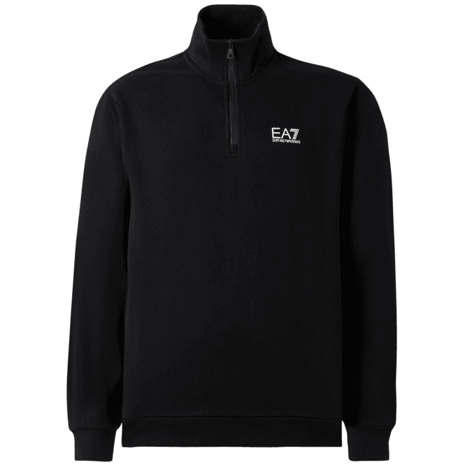 Emporio Armani EA7 Core Logo Black Quarter Zip Sweatshirt