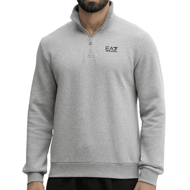 Emporio Armani EA7 Core Logo Grey Quarter Zip Sweatshirt