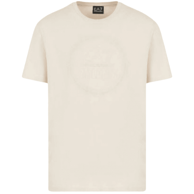 Emporio Armani EA7 Cotton Round Logo Beige T-Shirt