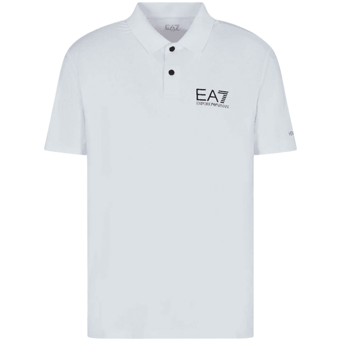 Emporio Armani EA7 Cotton White Button Up Polo Shirt