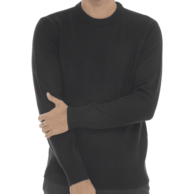 Emporio Armani EA7 Crew Neck Rubber Logo Black Knitwear Sweater
