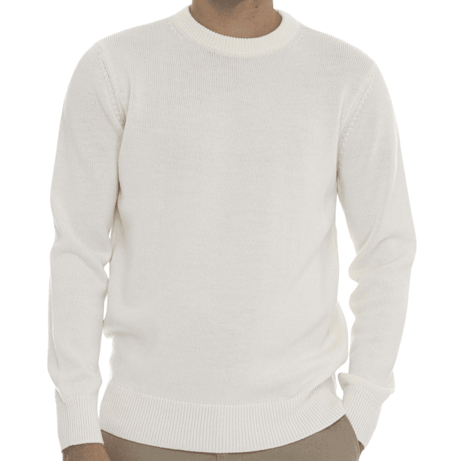 Emporio Armani EA7 Crew Neck Rubber Logo Cream Knitwear Sweater