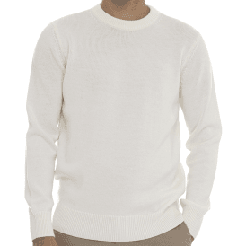 Crew Neck Rubber Logo Cream Knitwear Sweater