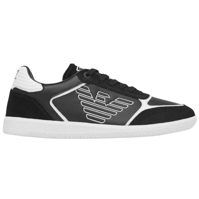 Emporio Armani EA7 Eagle Logo Suede Black/White Lace Up Trainer 