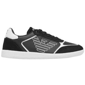 Eagle Logo Suede Black/White Lace Up Trainer 