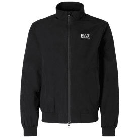 Funnel Neck Zip Up Black Jacket 