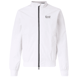 Funnel Neck Zip Up White Jacket 