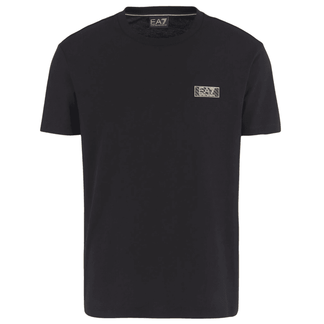 Emporio Armani EA7 Gold Plaque Logo Black T-Shirt