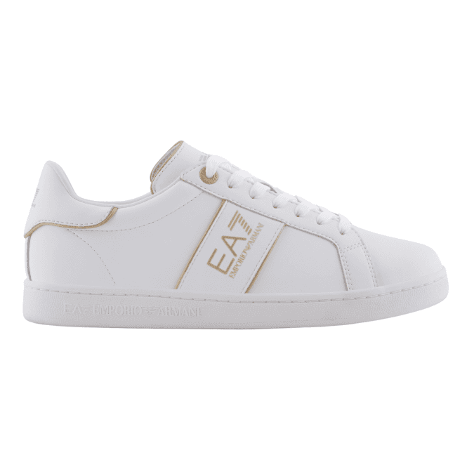 Emporio Armani EA7 Lace Up White/Gold Leather Trainer