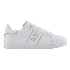 Lace Up White/Gold Leather Trainer