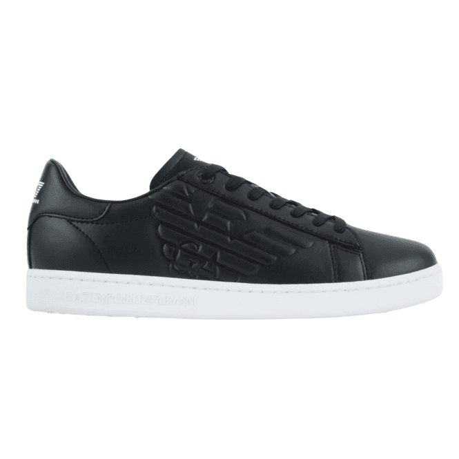 Emporio Armani EA7 Leather Eagle Logo Black Trainer