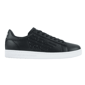 Leather Eagle Logo Black Trainer