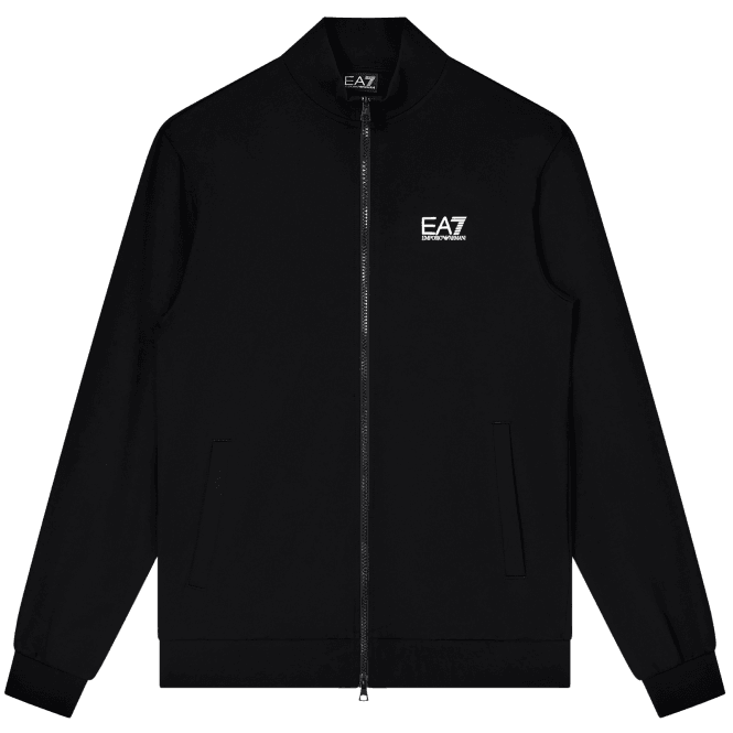 Emporio Armani EA7 Lightweight Full Zip Funnel Neck Black Sweatshirt